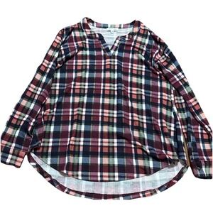 Grace And Lace Plaid Knit Soft Long Sleeve Pullover Shirt Medium